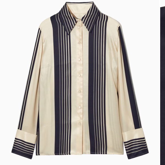 OVERSIZED STRIPED SATIN SHIRT - Picture 1 of 5